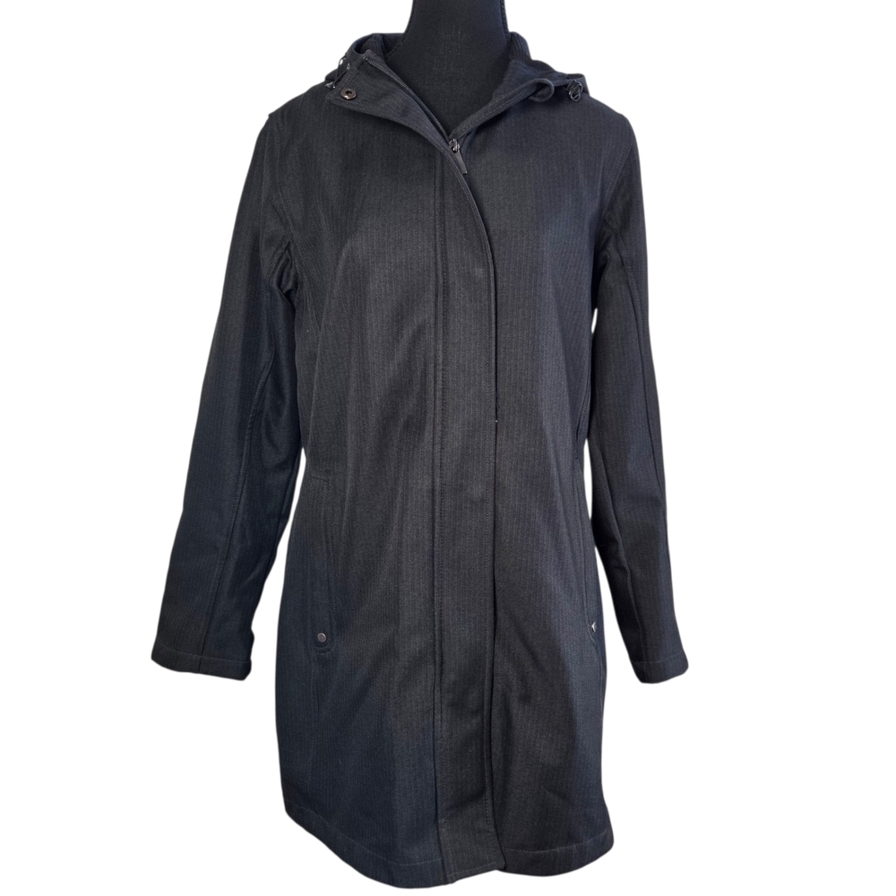 North End "CAT" Black Hooded Trench Coat Size Med